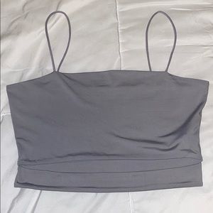 Grey crop top with slit on bottom